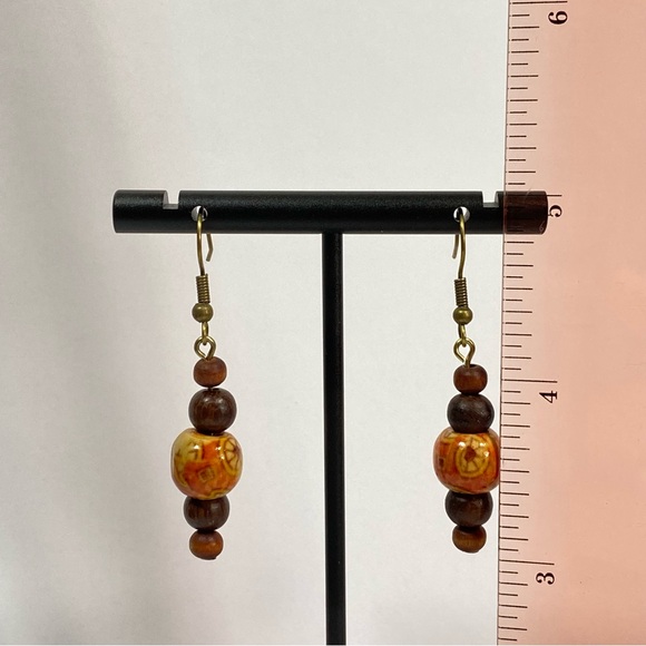 ‘Sahara Daze’ Wood Bead Earrings - Picture 3 of 3
